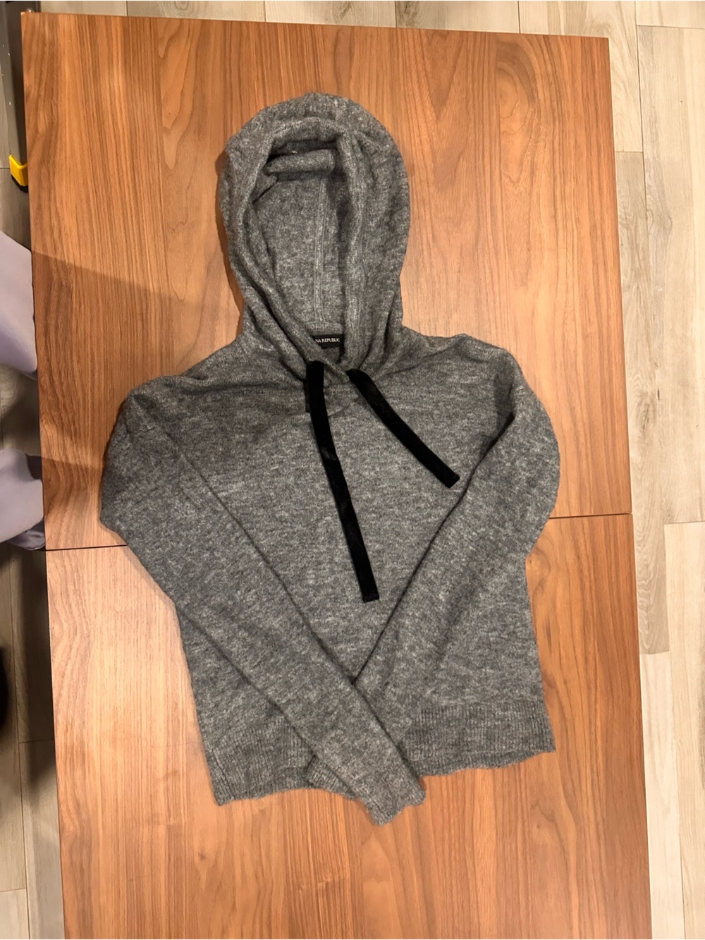 Banana Republic Gray Hooded Sweater with Black Drawstrings